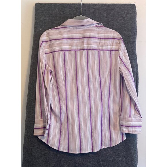 New York Co Stretch Blouse Stripe LS Button Front Women Large Lot of 2 - Picture 8 of 16